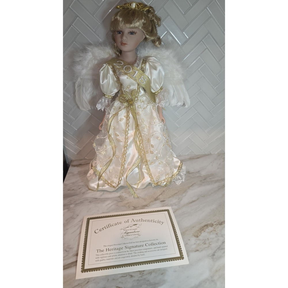 2018 Heritage Collection Angel Porcelain Doll New In Box - Picture 1 of 11